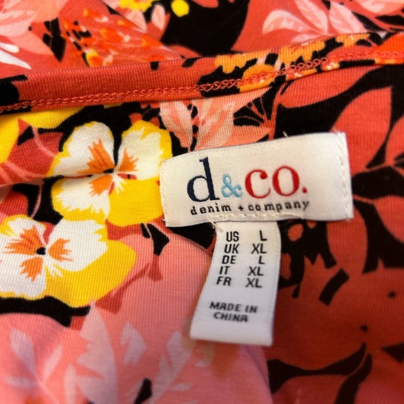 Denim & Co.2 piece set. Orange Skorts paired with Denim & Co bold flowered top - Picture 8 of 12
